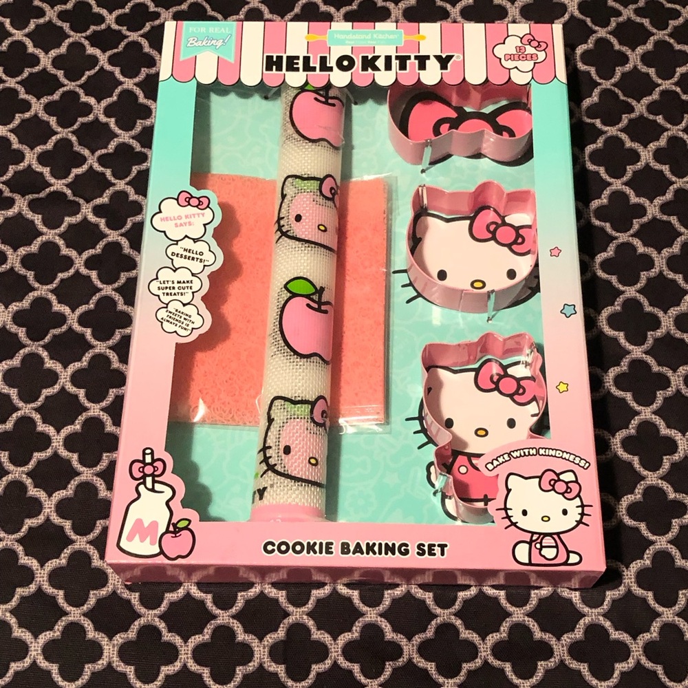 Handstand Kitchen Hello Kitty Cookie Baking Set W/ Cutters Non-Stick Mat 13 pc.